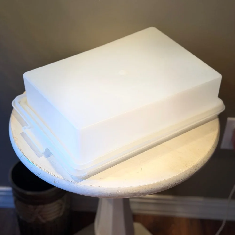 Tupperware Rectangular Serving Tray Platter with‎ Lid White Divided